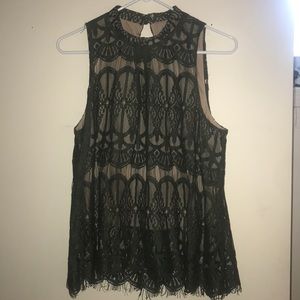 Green lace tank